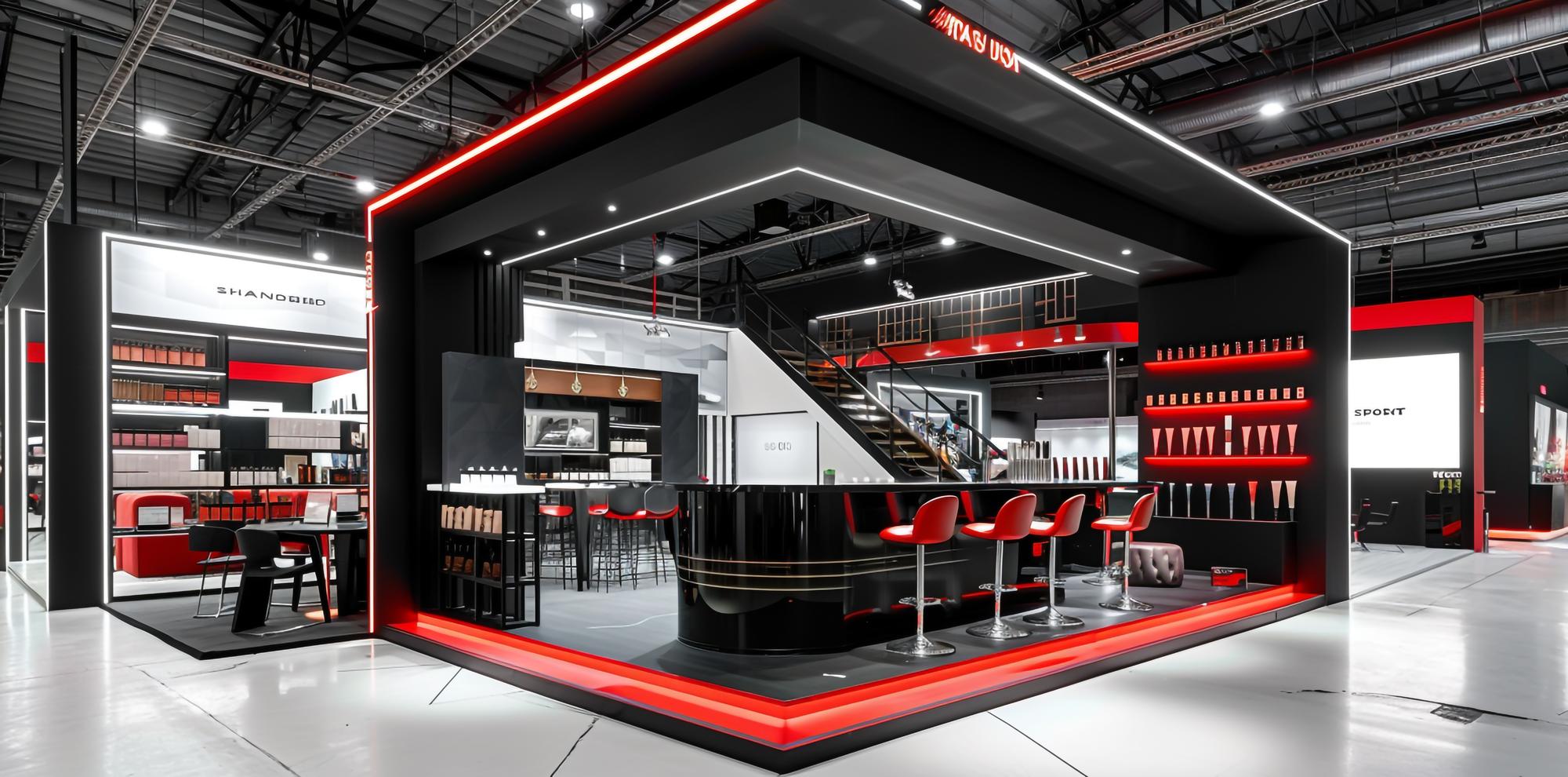 exhibition stand with modern design featuring black red colors 1339832 2504